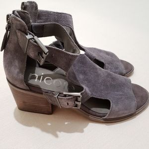 Nicole Gray Zipper/Buckle Heels